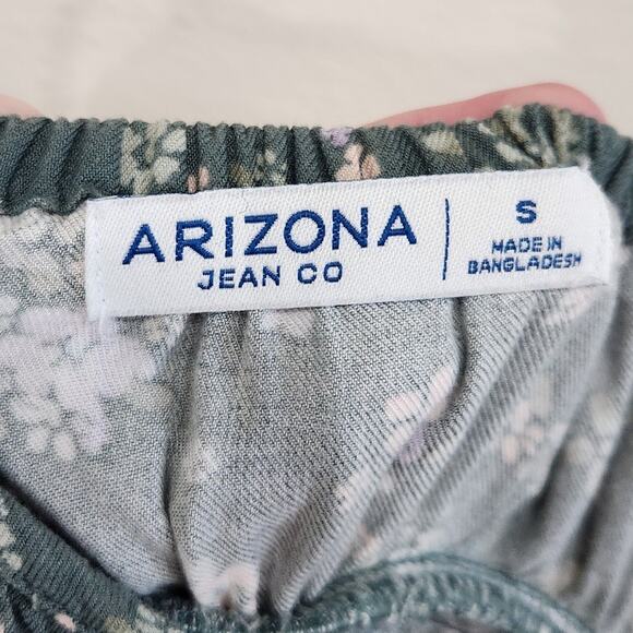 Arizona Jean Co. Floral Tie Strap Smocked Jumpsuit With Pocket Gray Size Small - Picture 9 of 9